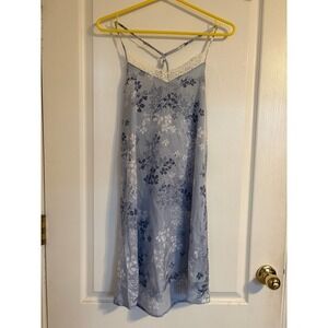 Splendid Floral Chemise Women Small Blue NEW Lace Trim Slip Dress Nightgown